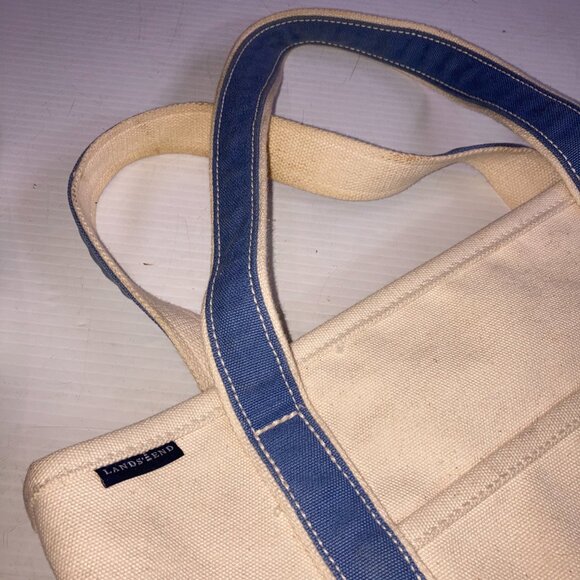 Lands End Canvas Open Top Tote Bags 14w x 12h Lot of 2 - Picture 10 of 13